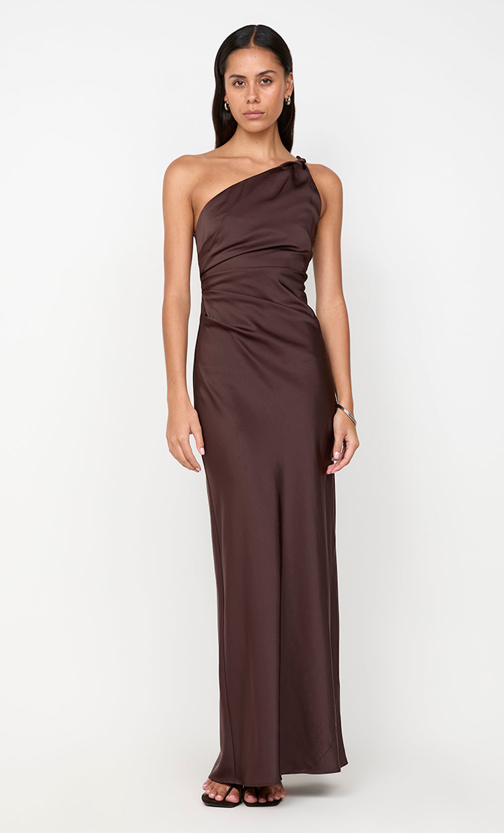 LUNETTA ASYM DRESS - DARK CHOCOLATE