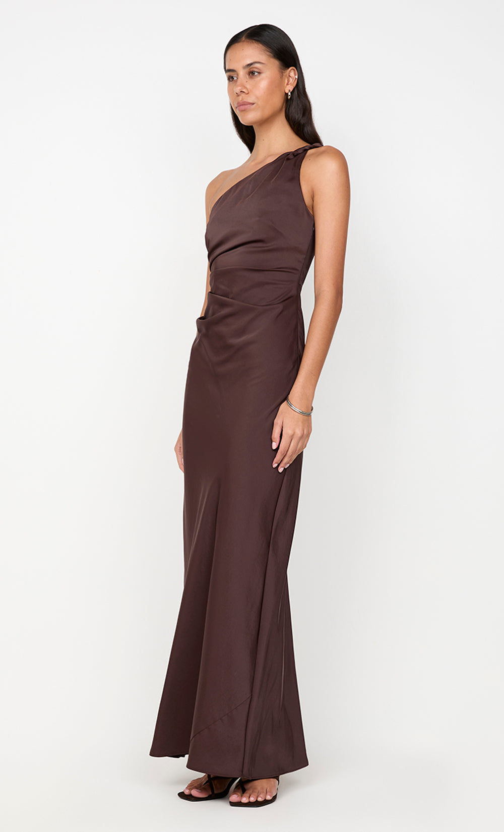 LUNETTA ASYM DRESS - DARK CHOCOLATE