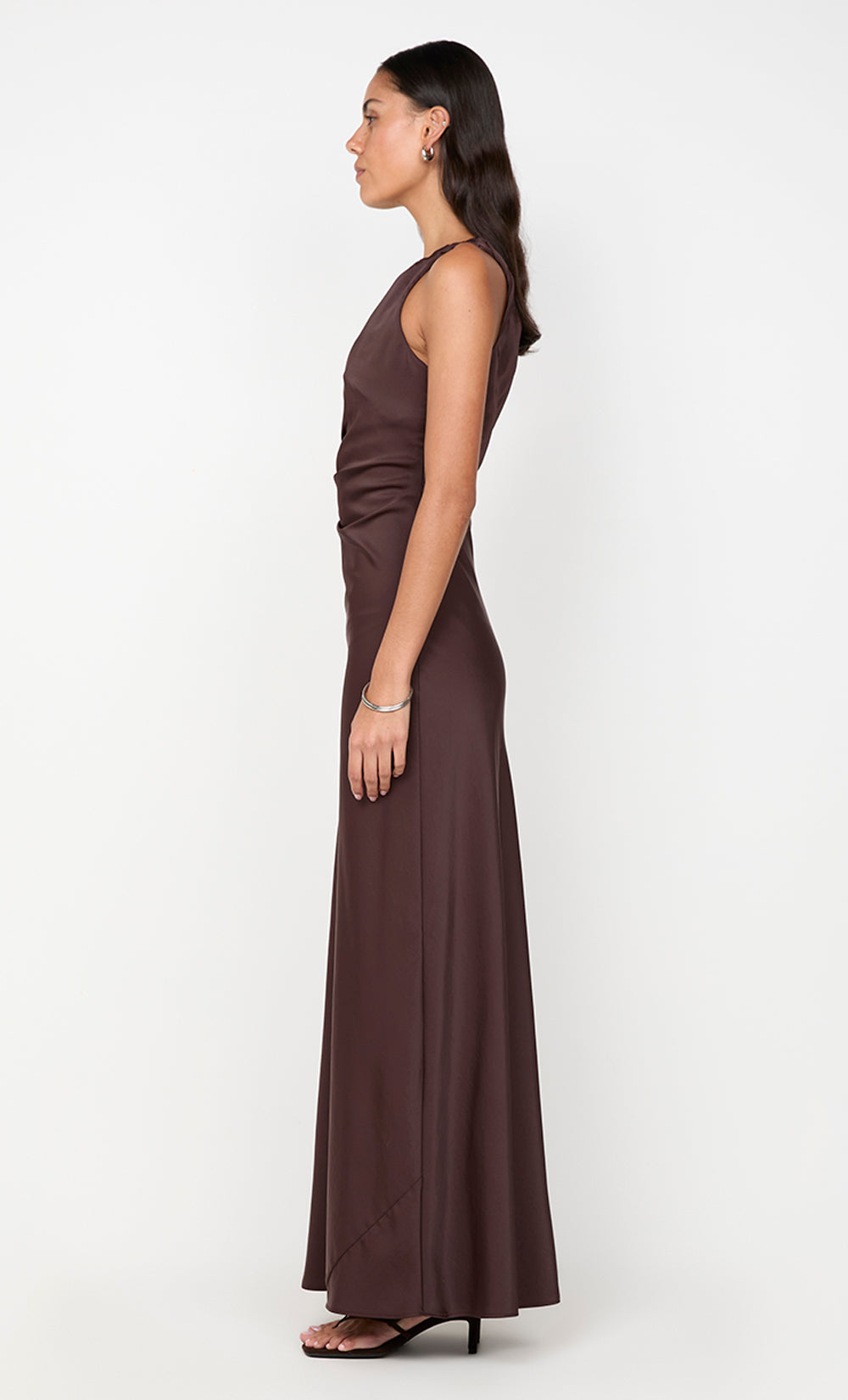 LUNETTA ASYM DRESS - DARK CHOCOLATE