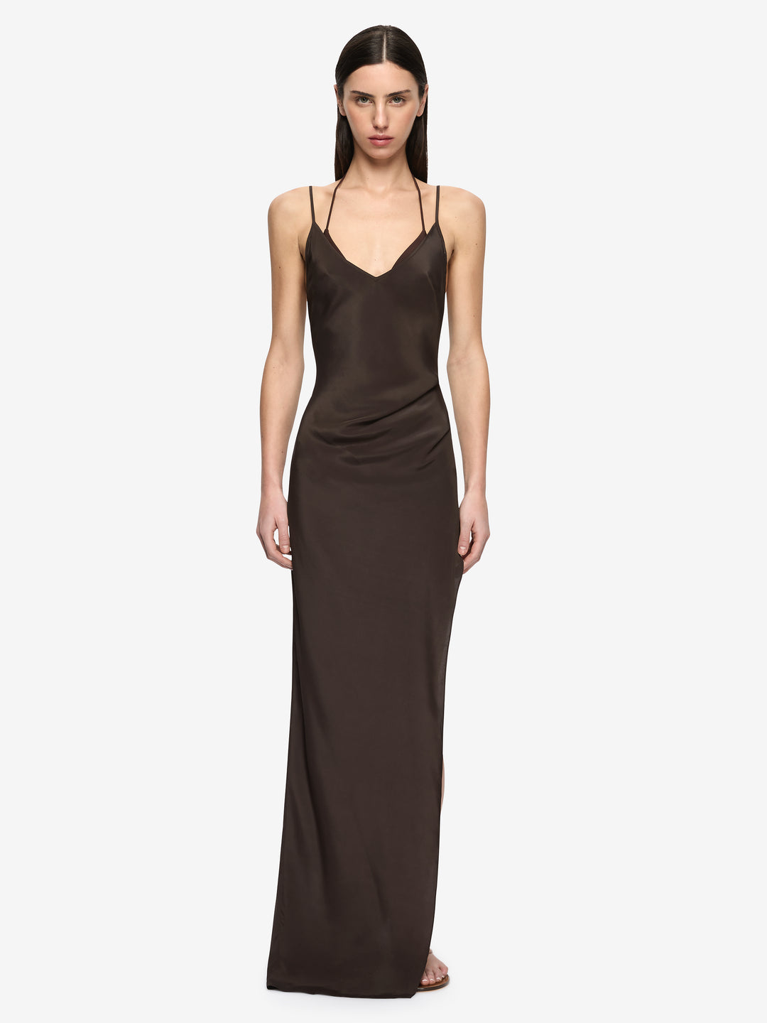CLIO LAYERED MAXI DRESS - BITTER CHOC/AZURE BLUE