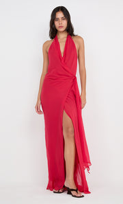 SONEVA WRAP DRESS - STRAWBERRY