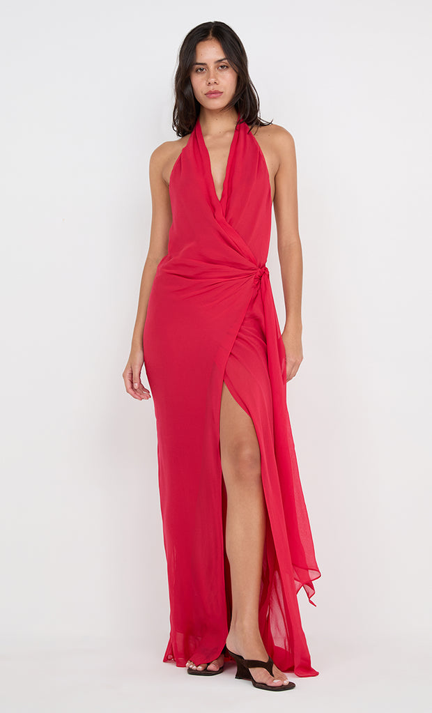 SONEVA WRAP DRESS - STRAWBERRY