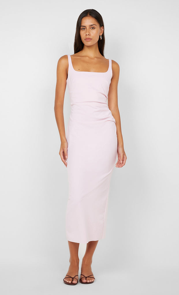 AVELINE TUCK MIDI DRESS - BALLET PINK