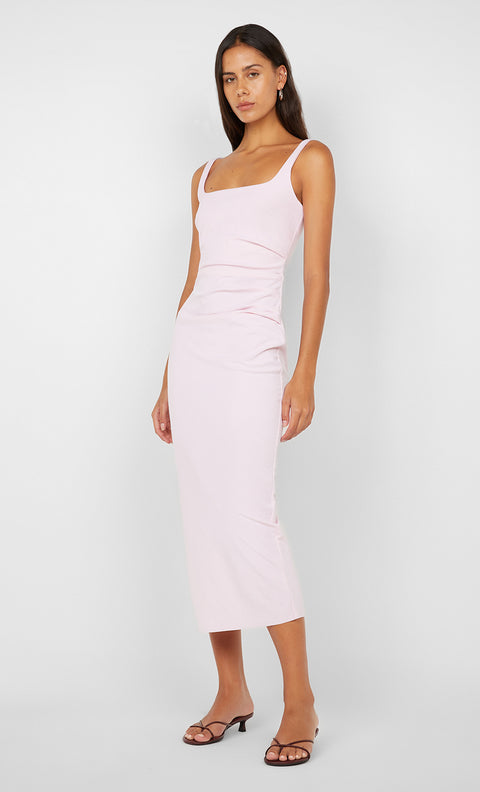 AVELINE TUCK MIDI DRESS - BALLET PINK