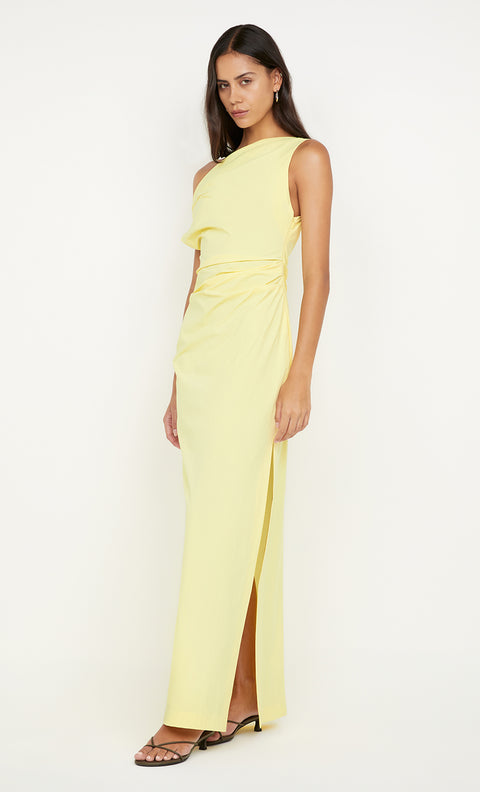 ANGELINA ASYM MAXI DRESS - ICE YELLOW