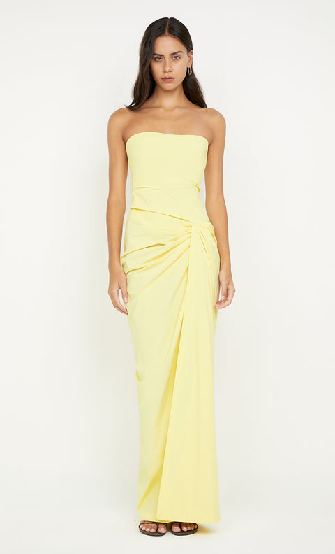 DOMENIC STRAPLESS DRESS - ICE YELLOW