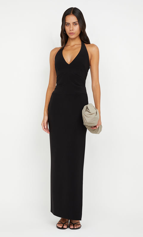 ARIVEN HALTER MAXI DRESS - BLACK