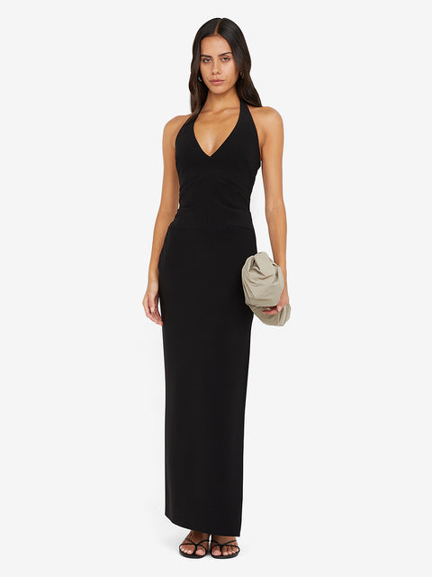 ARIVEN HALTER MAXI DRESS - BLACK