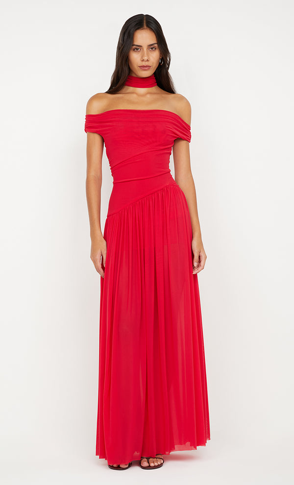 DEIJA OFFSHOULDER MAXI DRESS - STRAWBERRY