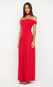 DEIJA OFFSHOULDER MAXI DRESS - STRAWBERRY