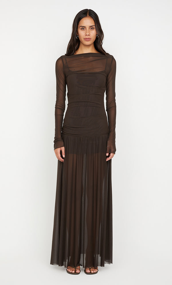 BLAINE LONG SLEEVE MAXI DRESS - CEDAR