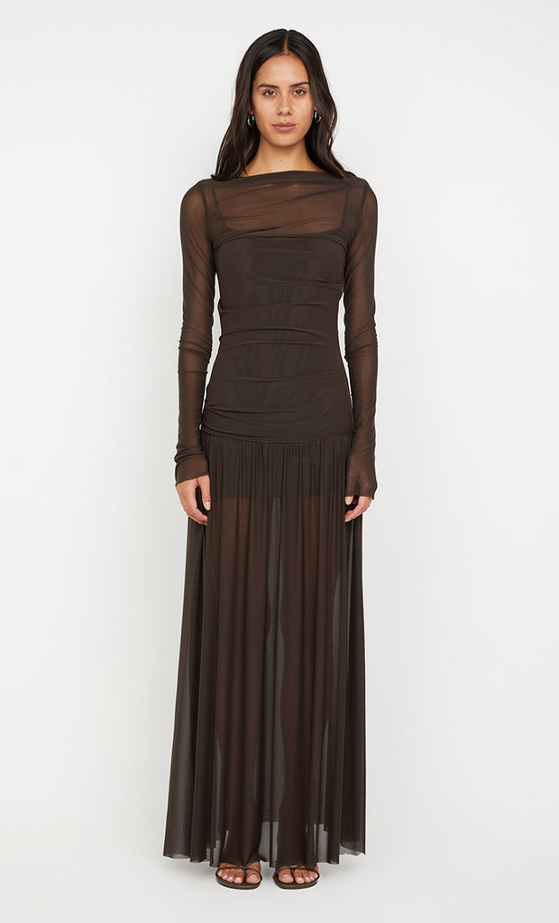 BLAINE LONG SLEEVE MAXI DRESS - CEDAR