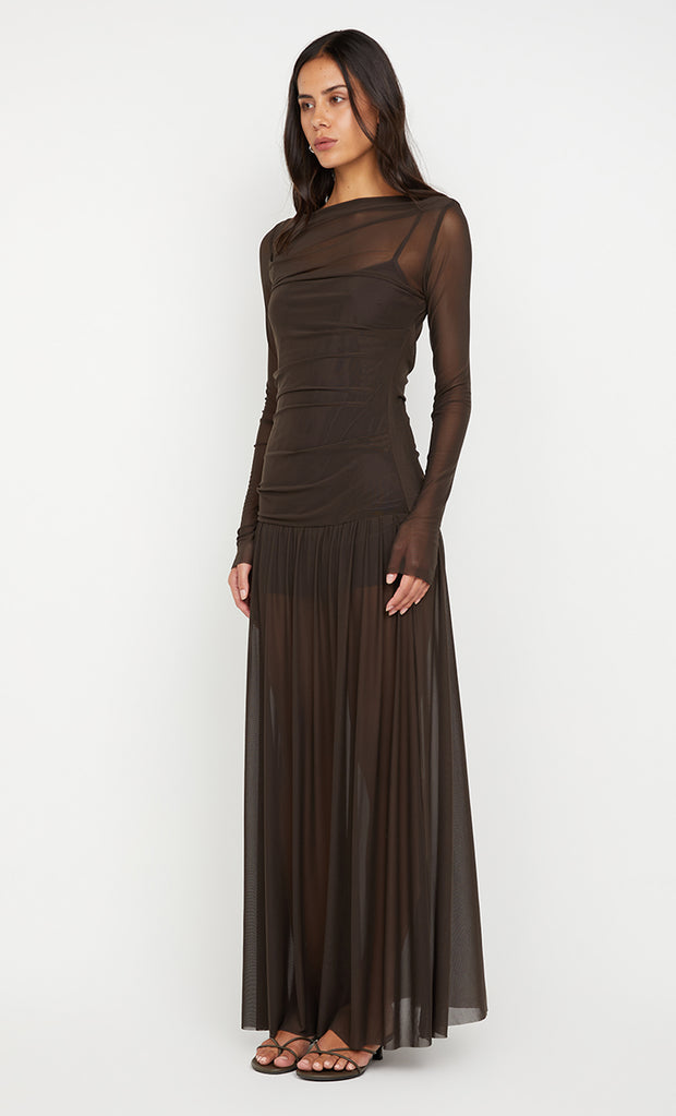 BLAINE LONG SLEEVE MAXI DRESS - CEDAR