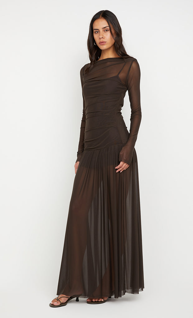 BLAINE LONG SLEEVE MAXI DRESS - CEDAR