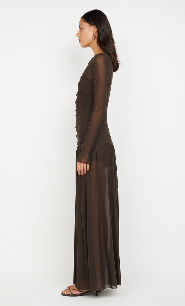 BLAINE LONG SLEEVE MAXI DRESS - CEDAR