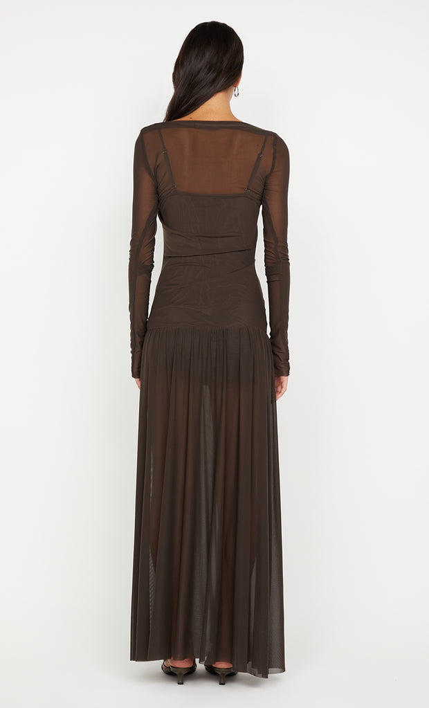 BLAINE LONG SLEEVE MAXI DRESS - CEDAR