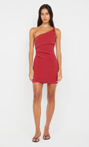 ARIVEN ASYM MINI DRESS - CHERRY
