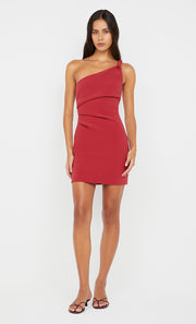 ARIVEN ASYM MINI DRESS - CHERRY