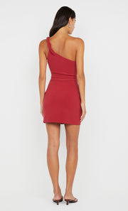 ARIVEN ASYM MINI DRESS - CHERRY