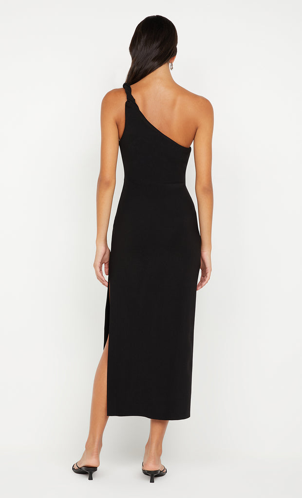 ARIVEN ASYM MIDI DRESS - BLACK