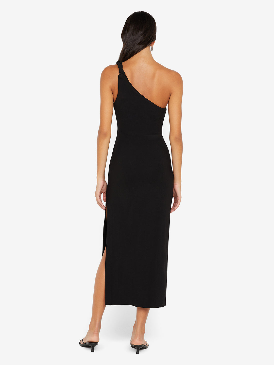ARIVEN ASYM MIDI DRESS - BLACK