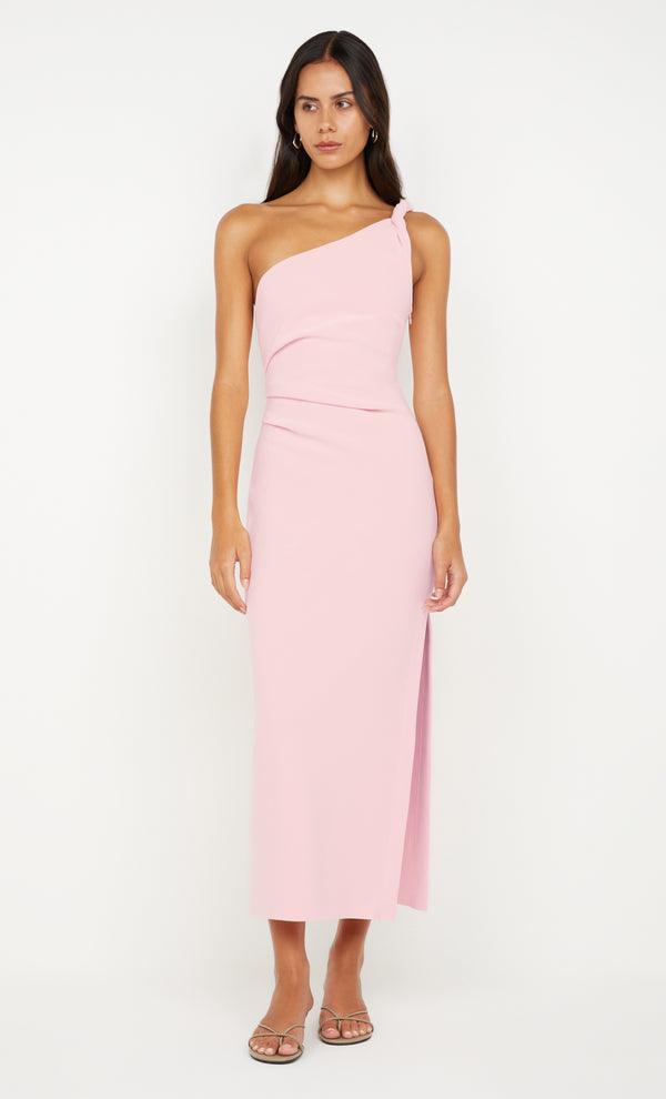ARIVEN ASYM MIDI DRESS - POWDER PINK