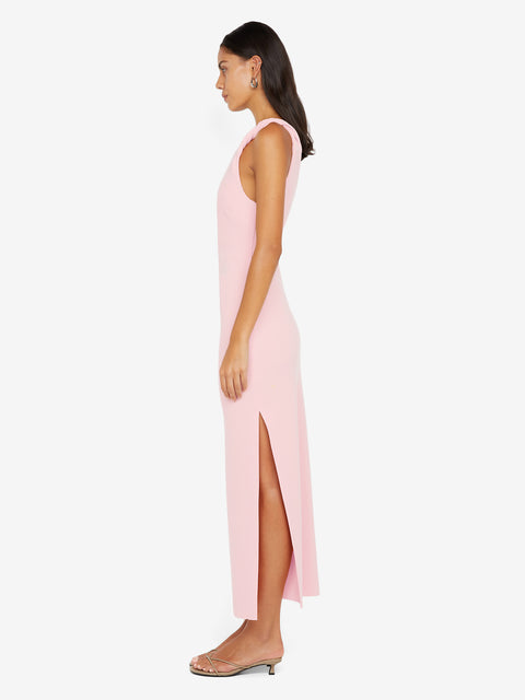 ARIVEN ASYM MIDI DRESS - POWDER PINK