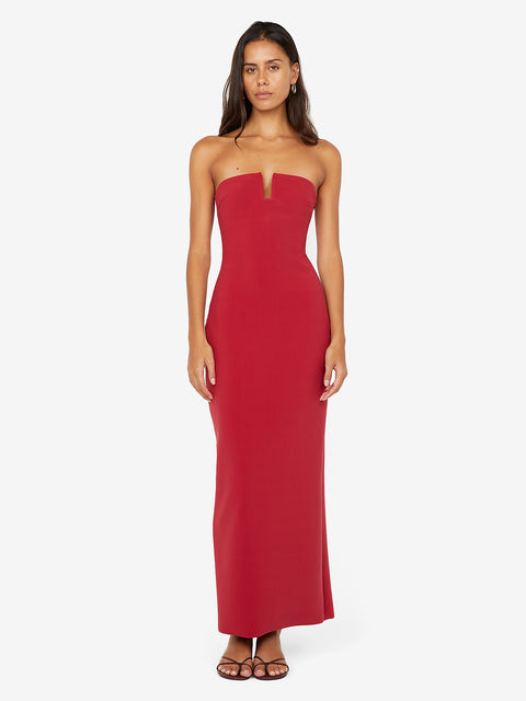 RAFI STRAPLESS DRESS - CHERRY