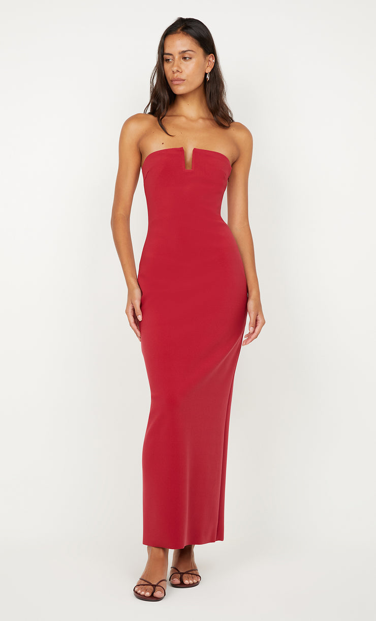 RAFI STRAPLESS DRESS - CHERRY