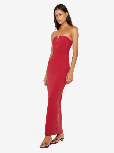 RAFI STRAPLESS DRESS - CHERRY
