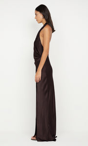 ELISIA WRAP MAXI DRESS - DARK CHOCOLATE
