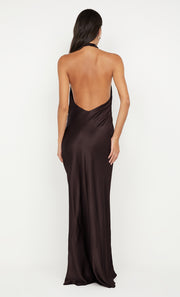 ELISIA WRAP MAXI DRESS - DARK CHOCOLATE