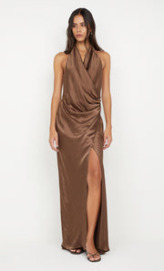 ELISIA WRAP MAXI DRESS - MILK CHOCOLATE