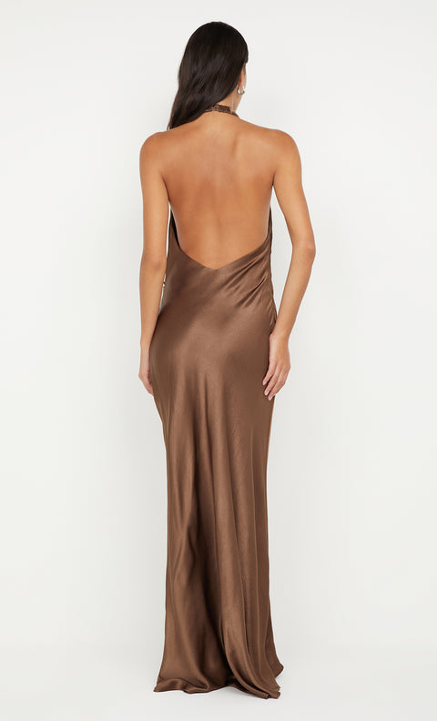 ELISIA WRAP MAXI DRESS - MILK CHOCOLATE