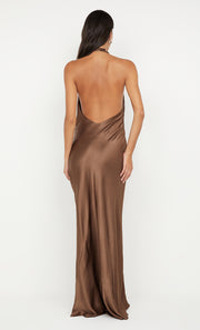 ELISIA WRAP MAXI DRESS - MILK CHOCOLATE