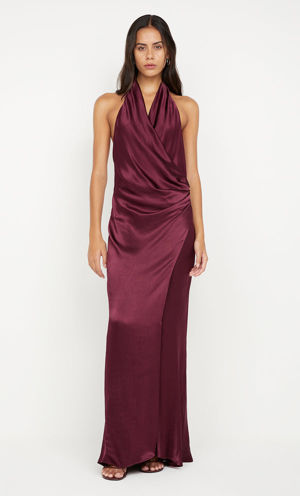 ELISIA WRAP MAXI DRESS - PLUM