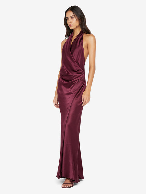 ELISIA WRAP MAXI DRESS - PLUM