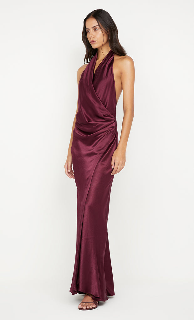ELISIA WRAP MAXI DRESS - PLUM