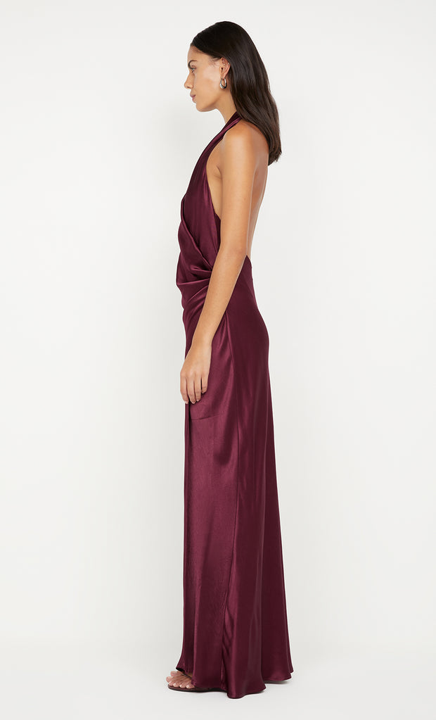 ELISIA WRAP MAXI DRESS - PLUM