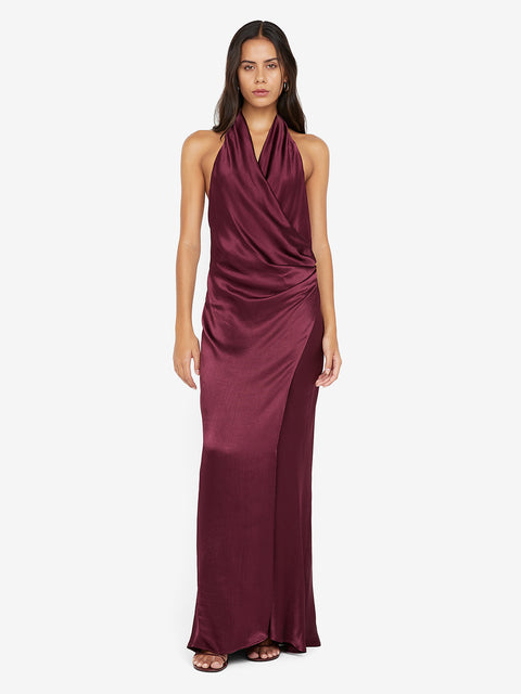 ELISIA WRAP MAXI DRESS - PLUM
