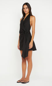 AUBREE WRAP MINI DRESS - BLACK