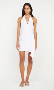 AUBREE WRAP MINI DRESS - WHITE