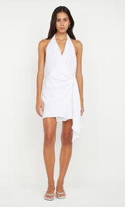 AUBREE WRAP MINI DRESS - WHITE