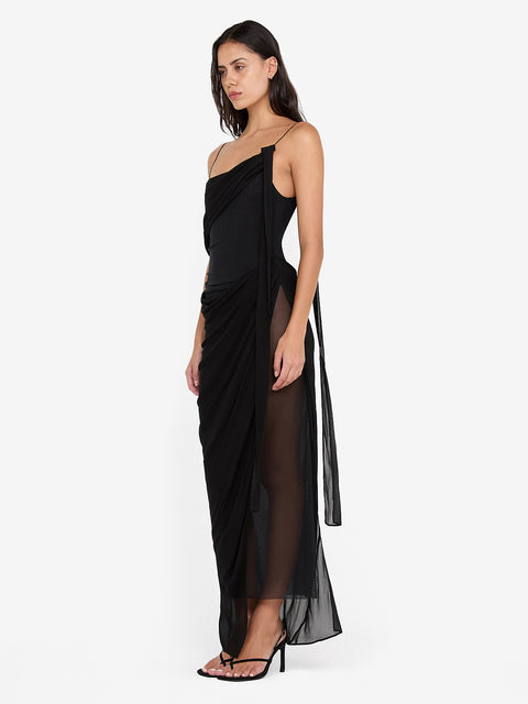 DANKA ASYM MAXI DRESS - BLACK
