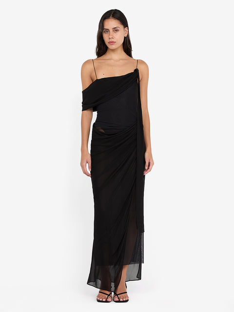 DANKA ASYM MAXI DRESS - BLACK
