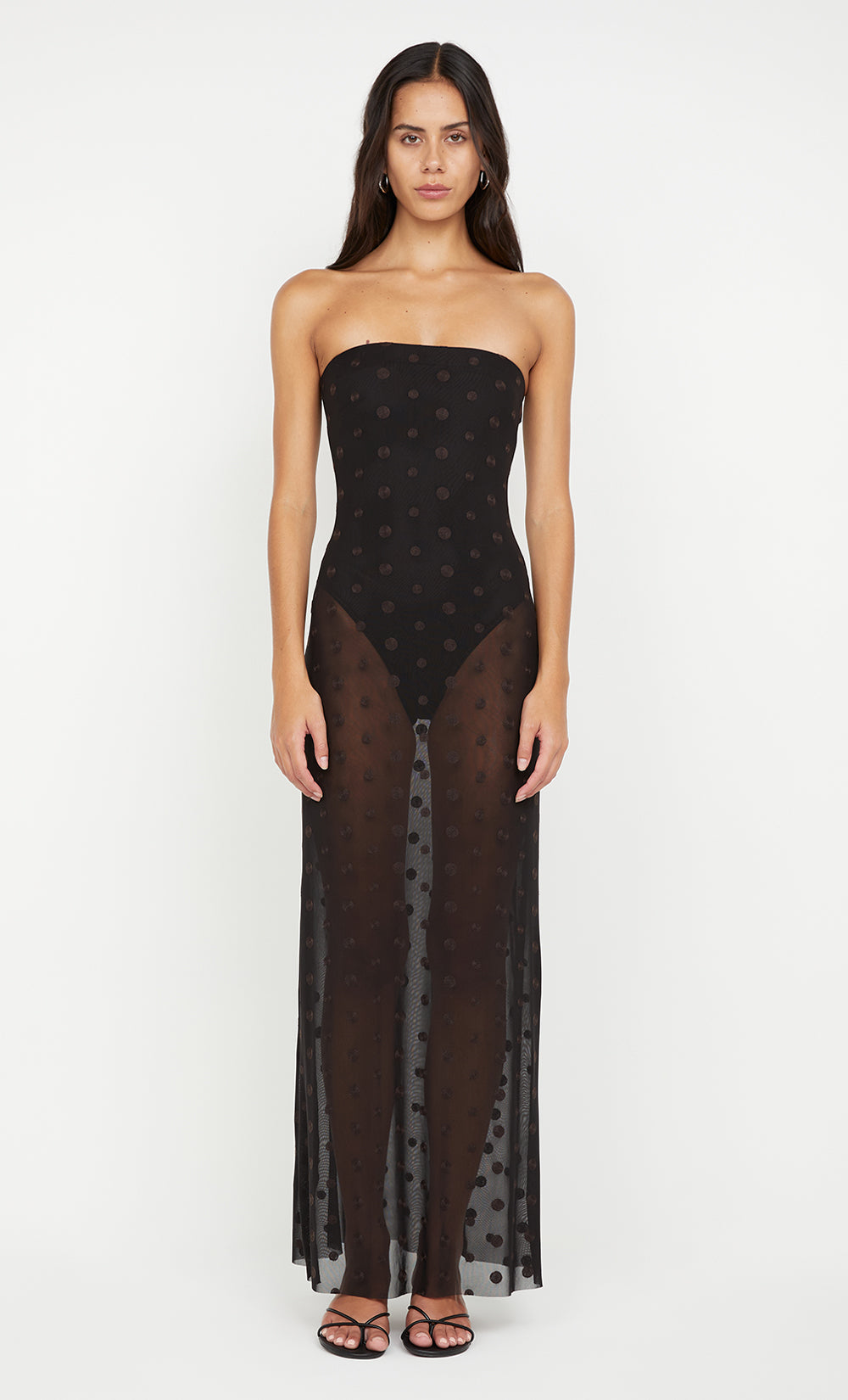 KARLA STRAPLESS MAXI DRESS - BLACK/CHOC SPOT