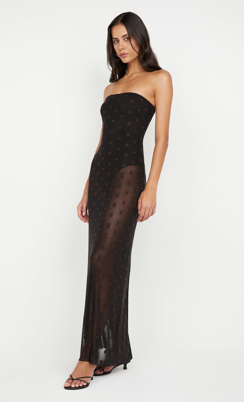 KARLA STRAPLESS MAXI DRESS - BLACK/CHOC SPOT