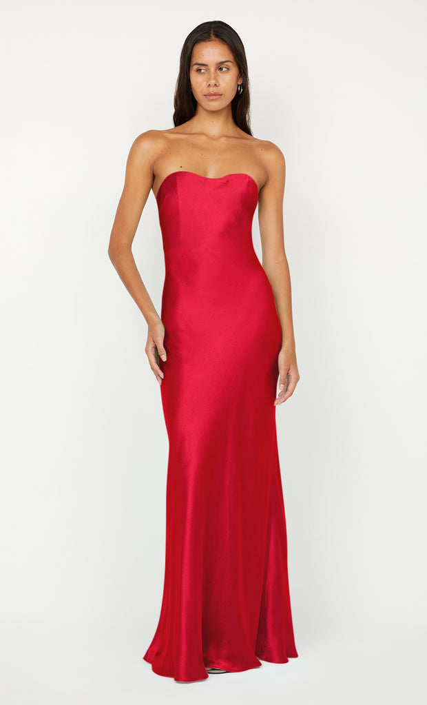 CINDER STRAPLESS MAXI DRESS - STRAWBERRY