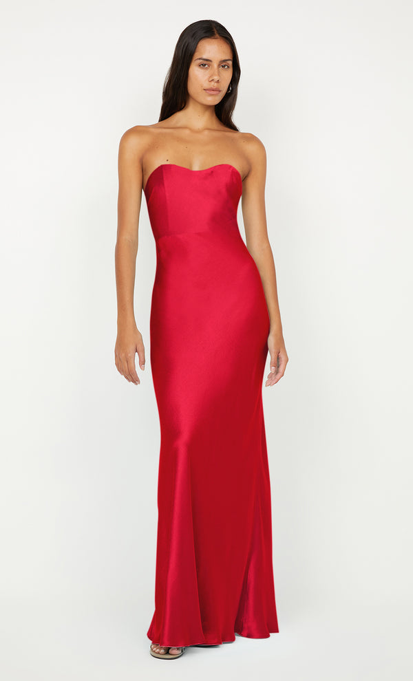 CINDER STRAPLESS MAXI DRESS - STRAWBERRY