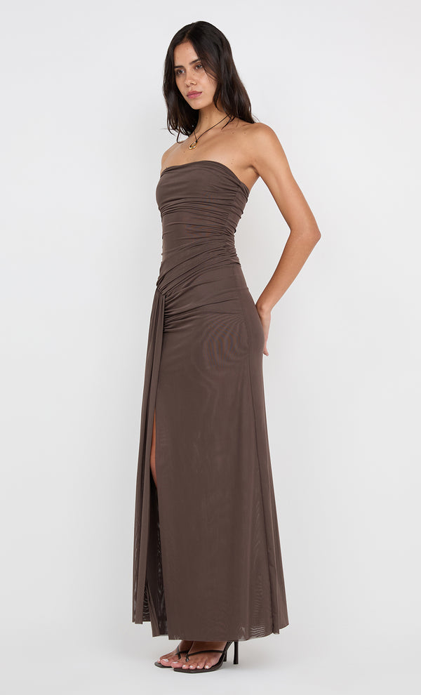 IDA STRAPLESS DRESS - MILK CHOCOLATE
